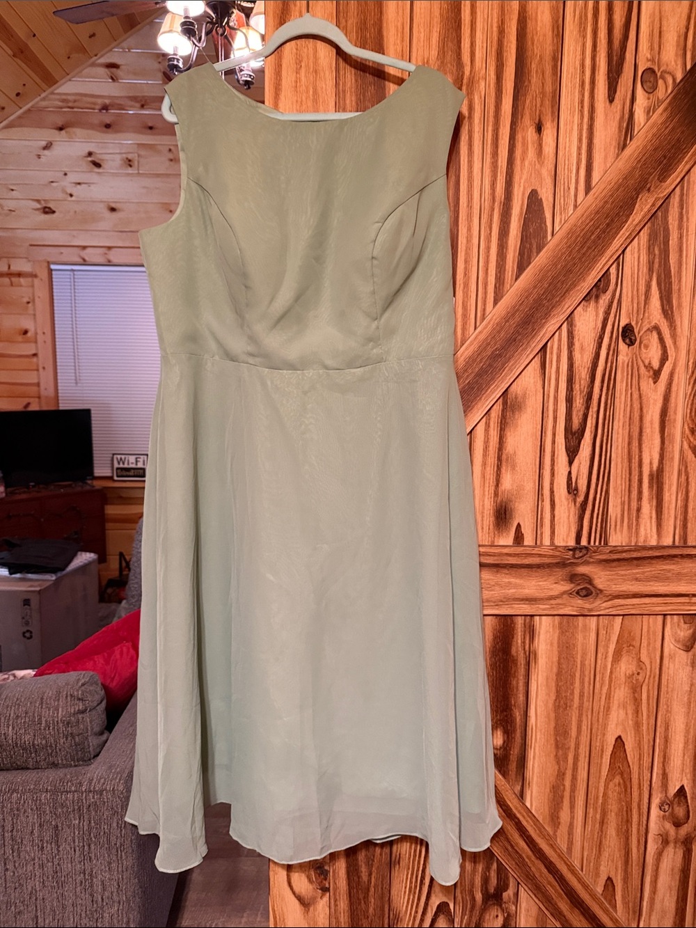 2 piece set Sleeveless A-Line Dress in Light Sage Green
